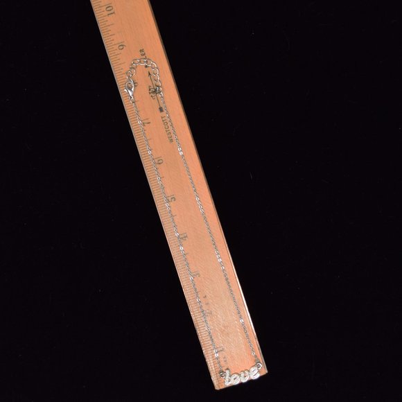 Love Statement Rhinestone Necklace Silvertone Sparke Shimmer Casual - Picture 5 of 10